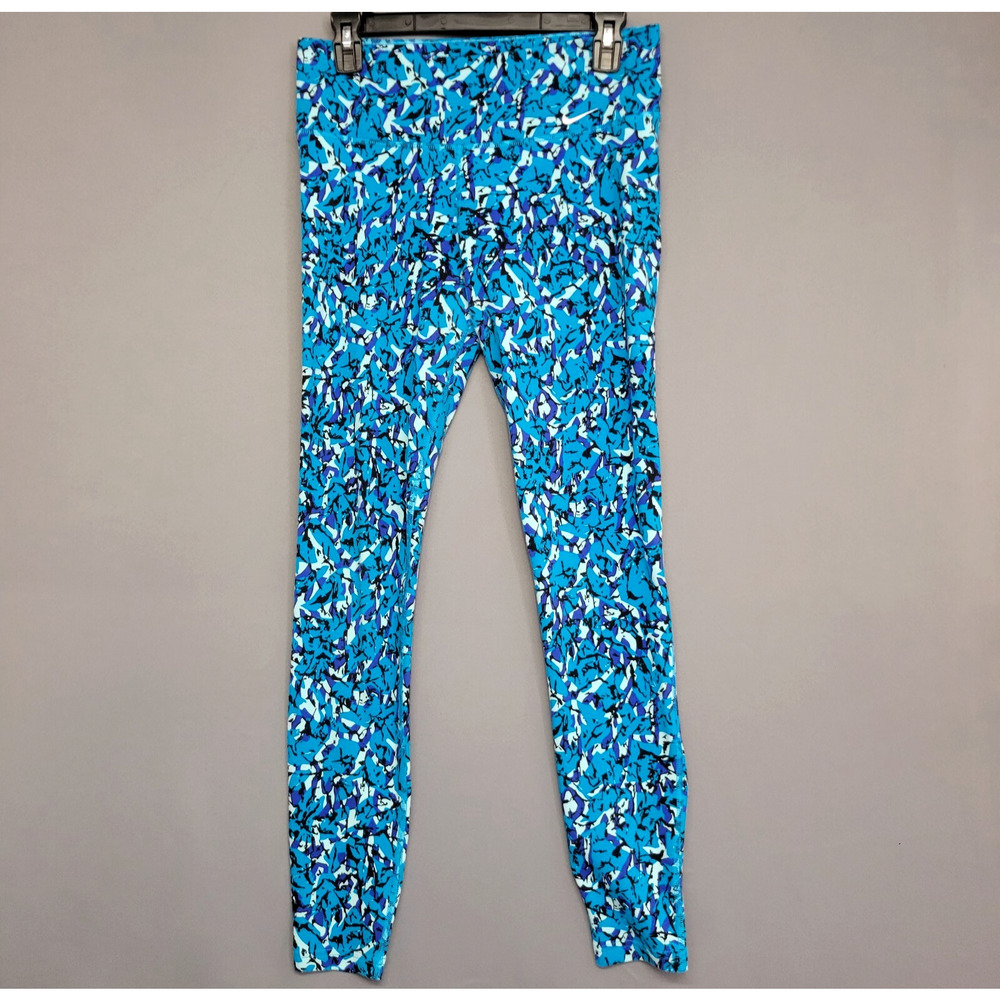 Nike Dri Fit Athletic Leggings Womens Medium Blue Purple‎ Stretches Activewear